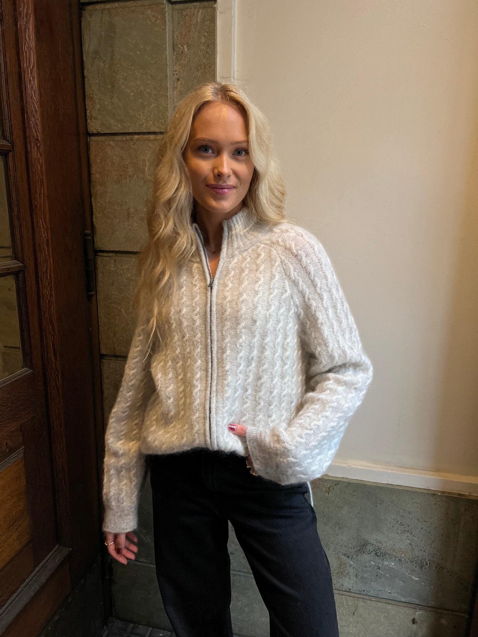 OBJNETE Cardigan - Light Grey Melange